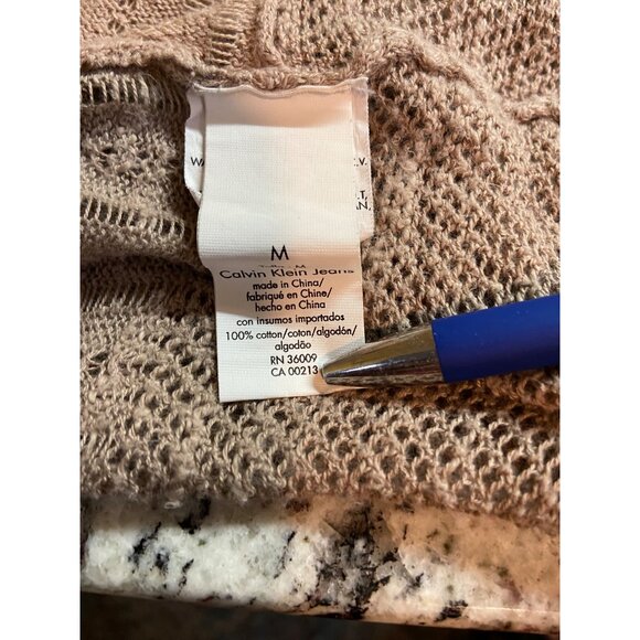 Calvin Klein Jeans Womens Vest Cardigan Medium Beige Open Front Boho Chic - Picture 5 of 8